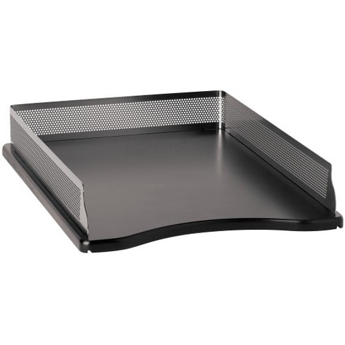 Sanford Distinctions Punched Metal And Wood Letter Tray, Black/Pewter - 500 x Sheet - 1 Compartment(s) - Horizontal - 2.5" Height x 10.8" Width x 14.3" DepthDesktop - Black - Wood, Metal - 1 Each