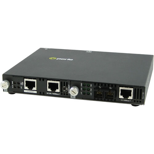 Perle SMI-110-M2SC2 Media Converter - 2 x Network (RJ-45) - 1 x SC Ports - Management Port - 10/100Base-TX, 100Base-FX, 10/100/1000Base-T - 2 km - Rail-mountable, Rack-mountable, Wall Mountable