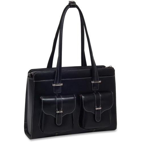 McKleinUSA 14" Leather Ladies' Laptop Briefcase - Briefcase - Shoulder Strap - 2 Pocket15.4" Screen Support - Leather - Black