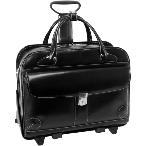 McKleinUSA 15.4" Leather Fly-Through™ Checkpoint-Friendly Patented Detachable -Wheeled Ladies' Laptop Briefcase - Briefcase - Shoulder Strap , Hand Strap , Handle - 15.4" Screen Support - Leather - Black
