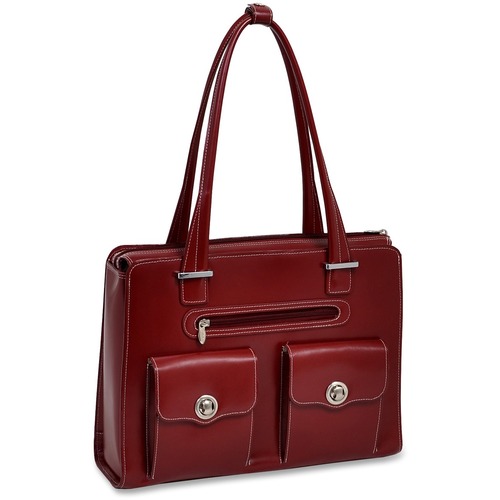 McKleinUSA 15.4" Leather Fly-Through™ Checkpoint-Friendly Ladies' Laptop Briefcase - Briefcase - Shoulder Strap - 15.4" Screen Support - Leather - Red