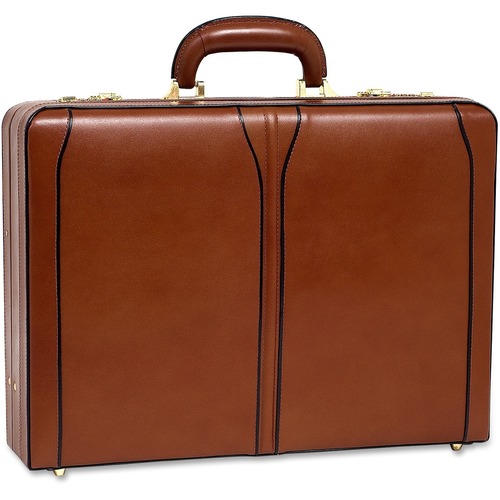 McKleinUSA Leather 4.5" Expandable Attache Briefcase - Leather Body - Suede Interior Material - Handle, Hand Strap - 13" Height x 18" Width x 4.5" Depth - 1 Each