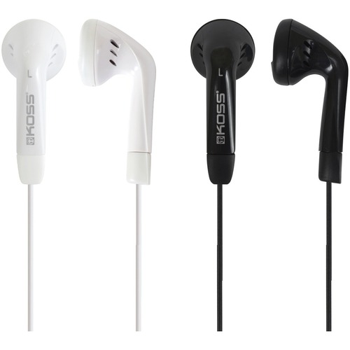 Koss KE7 Earbuds - Stereo - Mini-phone (3.5mm) - Wired - 16 Ohm - 60 Hz to 20 kHz - Earbud - Binaural - In-ear - 4 ft Cable - Black, White - 2