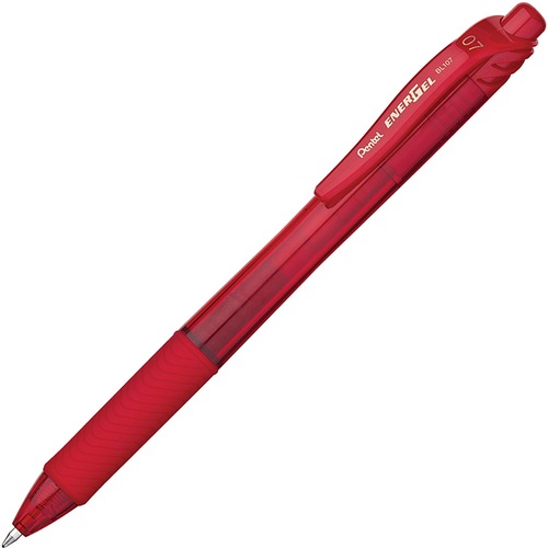 EnerGel EnerGel-X Retractable Gel Pens - Medium Pen Point - 0.7 mm Pen Point Size - Refillable - Retractable - Red Gel-based Ink - Red Barrel - Metal Tip - 1 Dozen