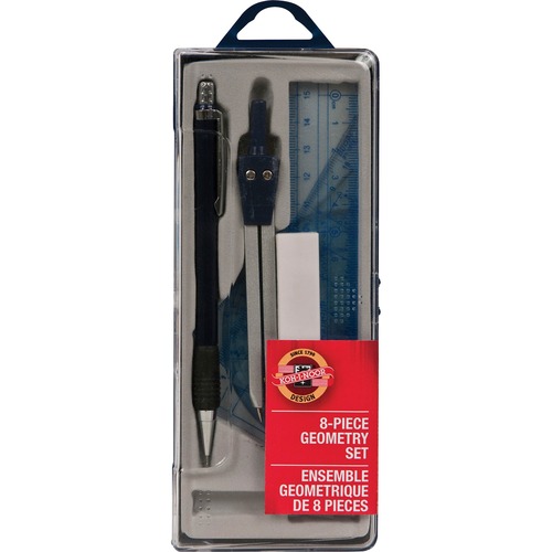 Chartpak Koh-I-Noor 8-piece Geometry Set - 8 Piece(s) - Silver - 1 / Set