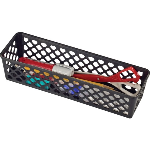 Officemate Recycled Supply Baskets, Long - 2.4" Height x 10.1" Width x 3.1" Depth - Black - Plastic