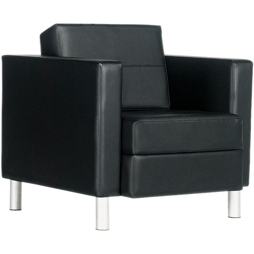 Global Citi Lounge Chair - Black Leather Seat - Four-legged Base