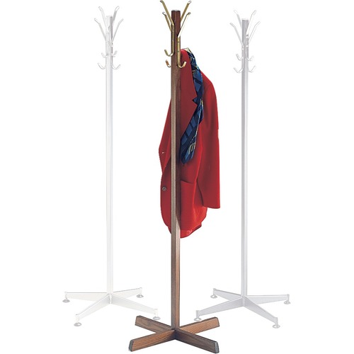 Global Coat Tree Hook Stand - for Garment - Brass, Tiger Walnut - Coat/Garment Hooks - GLBPCTTWM