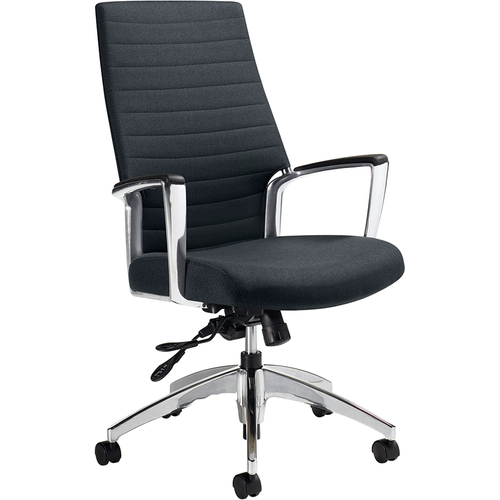 Global Accord High Back Tilter Chair - Smoke Polyurethane Seat - 5-star Base