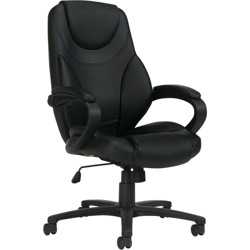 Offices To Go Brighton High Back Tilter Executive Chair with Loop Arms - Black Leather Seat - 5-star Base - High Back - GLBMVL2787PU30BL20