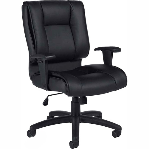 Offices To Go Ashmont Medium Back Tilter with T Arms - Black Leather Seat - 5-star Base