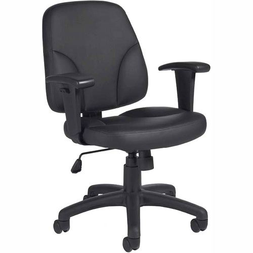 Offices To Go Cobalt Medium Back Tilter Management Chair - Black Leather Seat - 5-star Base