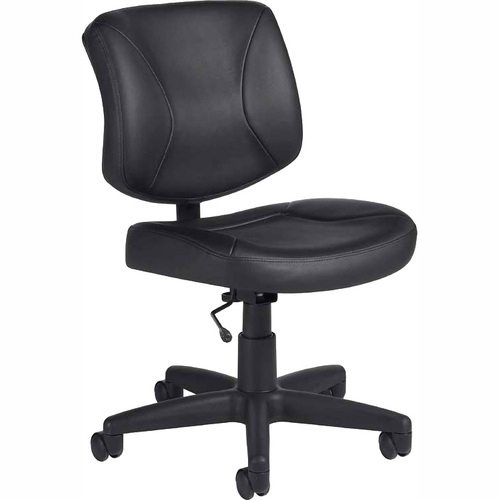 Offices To Go Yoho Low Back Armless Task Chair - Black Leather Seat - 5-star Base