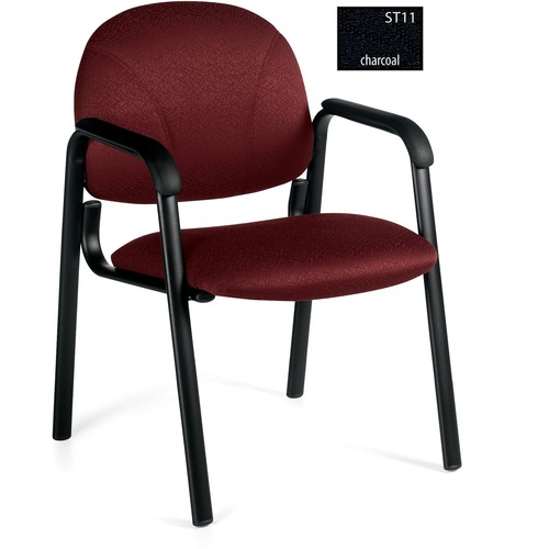 Global E-Plus Guest Chair - Charcoal - Charcoal Fabric Seat - Black Frame - Four-legged Base
