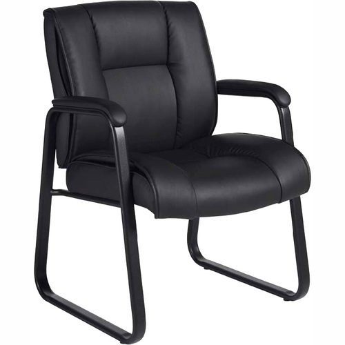 Offices To Go Ashmont Guest Chair - Black Leather Seat - Steel Frame - Sled Base - Reception, Side & Guest Chairs - GLBMVL2782PU30BL20