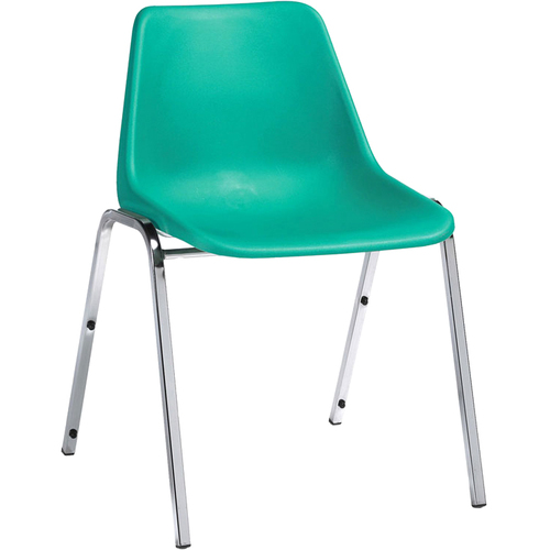 Global Kats Armless Stacking Chair - Jade Polypropylene Seat - Steel Frame