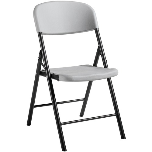 Folding Chair - Gray Polypropylene Seat - Charcoal Steel Frame - 4 Carton