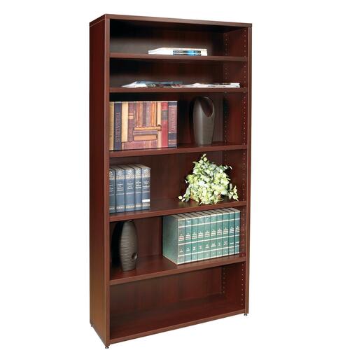 DSI Montana Bookcase - 36" x 12" x 72" - 5 x Shelf(ves) - Scuff Resistant, Durable - Melamine, Classic Mahogany - Particleboard - Laminate Bookcases - OFGMO72BCMBASCM