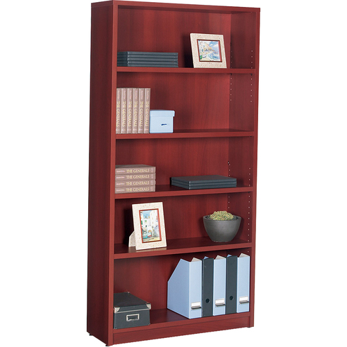 Global Genoa Bookcase - 36" x 12" x 72" - 5 x Shelf(ves) - Laminate, Quartered Mahogany
