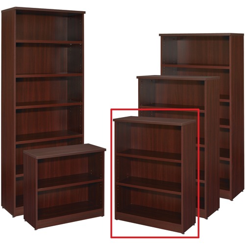 Star Zeta Bookcase - 31.5" x 13.8" x 44" - 3 x Shelf(ves) - Dent Proof, Durable, Leveling Glide - Laminate, Figured Mahogany - Wood, Polyvinyl Chloride (PVC)