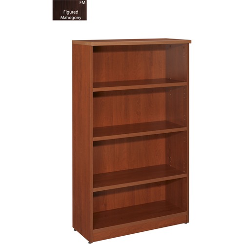 Star Zeta Bookcase - 31.5" x 13.8" x 55" - 4 x Shelf(ves) - Dent Proof, Durable, Leveling Glide - Laminate, Figured Mahogany - Wood, Polyvinyl Chloride (PVC)