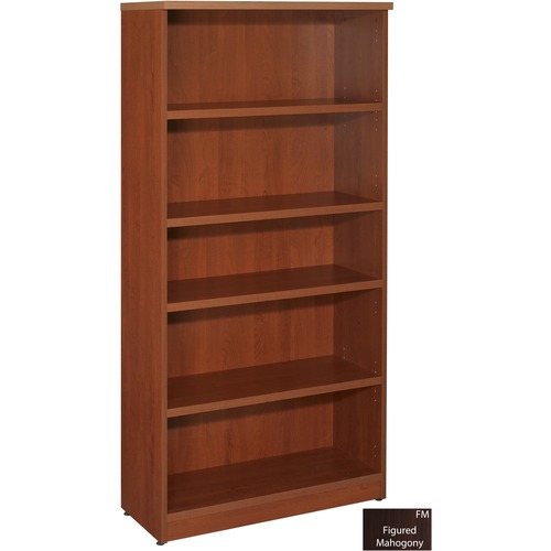 Star Zeta Bookcase - 31.5" x 13.8" x 65" - 5 x Shelf(ves) - Dent Proof, Durable, Leveling Glide - Laminate, Figured Mahogany - Wood, Polyvinyl Chloride (PVC)