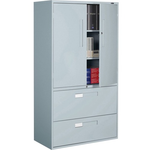 Global 9300 Storage Cabinet - 2-Drawer - 36" x 18" x 65.3" - 2 x Drawer(s) - Gray - Metal