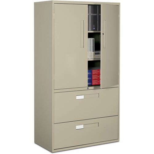 Global 9300 Storage Cabinet - 2-Drawer - 36" x 18" x 65.3" - 2 x Drawer(s) - Nevada - Metal = GLB696104