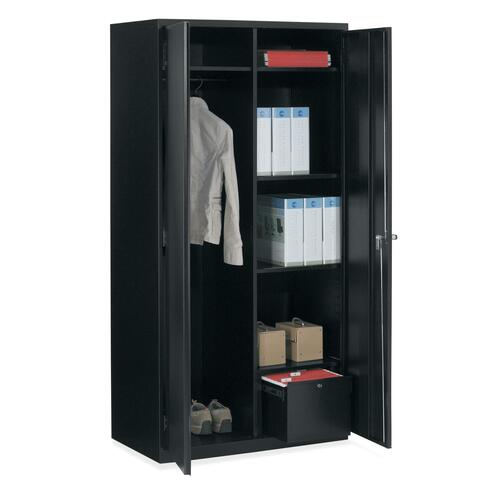 Global 93 Storage Wardrobe - 1-Drawer - 36" x 20" x 72" - 1 x Drawer(s) - Lockable - Black