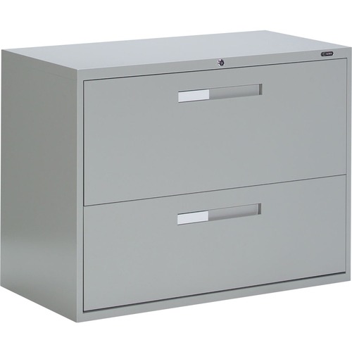 Global 9300 Fixed Lateral File Cabinet - 2-Drawer - 36" x 18" x 27.1" - 2 x Drawer(s) - Letter, Legal, A4 - Lockable - Gray - Metal - Lateral Files - GLB93362F1HGRY