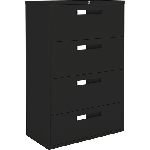 Global 9300 Fixed Lateral File Cabinet - 4-Drawer - 36" x 18" x 54" - 4 x Drawer(s) - Letter, Legal, A4 - Lockable - Black - Metal - Lateral Files - GLB93364F1HBLK