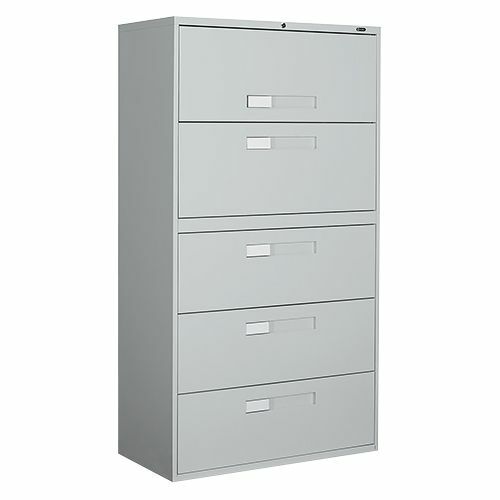 Global 9300 Fixed Lateral File Cabinet - 5-Drawer - 36" x 18" x 65.3" - 5 x Drawer(s) - Letter, Legal, A4 - Lockable - Gray - Metal