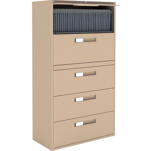 Global 9300 Fixed Lateral File Cabinet - 5-Drawer - 36" x 18" x 65.3" - 5 x Drawer(s) - Letter, Legal, A4 - Lockable - Nevada - Metal - Lateral Files - GLB93365F1HNEV