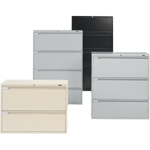 Global 9300 Plus Fixed Lateral File Cabinet - 4-Drawer - 36" x 18" x 54" - 4 x Drawer(s) - Lockable - Gray - Metal