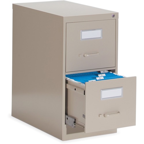 Global 2600 Vertical File Cabinet - 2-Drawer - 15" x 26.6" x 29" - 2 x Drawer(s) for File - Letter - Vertical - Ball-bearing Suspension, Lockable, Label Holder, Pull Handle - Nevada - Metal - Metal Vertical Files - GLB26201NEV