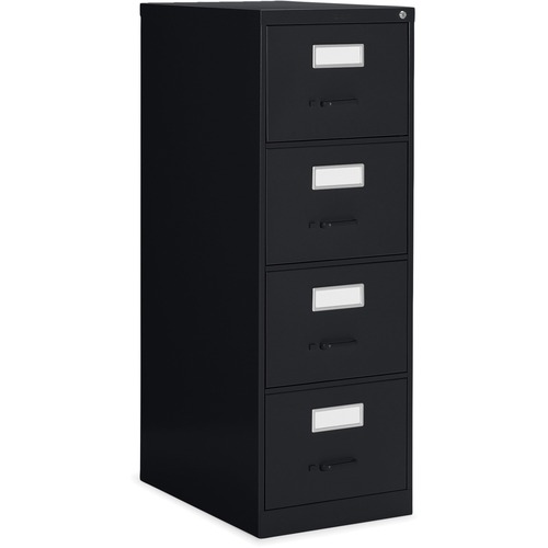 Global 2600 Vertical File Cabinet - 4-Drawer - 18" x 26.6" x 52" - 4 x Drawer(s) for File - Legal - Vertical - Ball-bearing Suspension, Lockable, Label Holder, Pull Handle - Black - Metal = GLB26451BLK