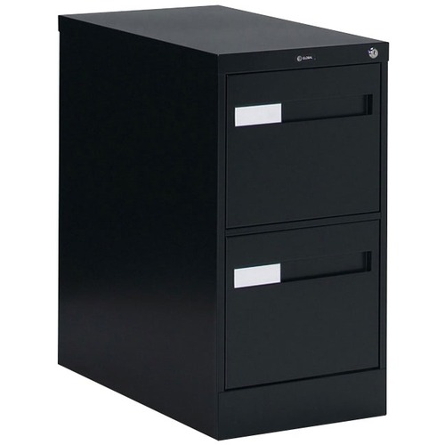 Global 2600 Plus Vertical File Cabinet - 2-Drawer - 15" x 26.6" x 29" - 2 x Drawer(s) for File - Letter - Vertical - Ball-bearing Suspension, Lockable, Recessed Handle - Black - Metal