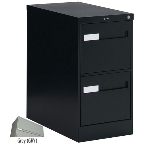 Global 2600 Plus Vertical File Cabinet - 2-Drawer - 15" x 26.6" x 29" - 2 x Drawer(s) for File - Letter - Vertical - Ball-bearing Suspension, Lockable, Recessed Handle - Gray - Metal