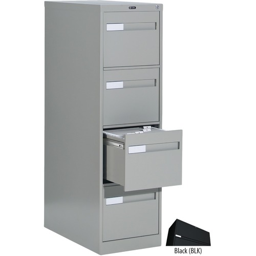 Global 2600 Plus Vertical File Cabinet - 4-Drawer - 15" x 26.6" x 52" - 4 x Drawer(s) for File - Letter - Vertical - Ball-bearing Suspension, Lockable, Recessed Handle - Black - Metal