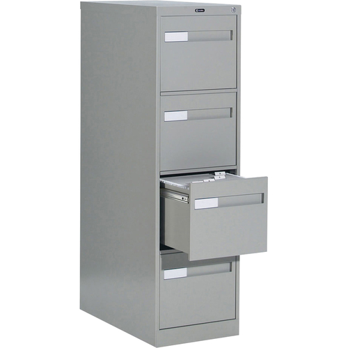Global 2600 Plus Vertical File Cabinet - 4-Drawer - 15" x 26.6" x 52" - 4 x Drawer(s) for File - Letter - Vertical - Ball-bearing Suspension, Lockable, Recessed Handle - Gray - Metal