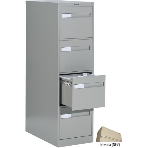 Global 2600 Plus Vertical File Cabinet - 4-Drawer - 15" x 26.6" x 52" - 4 x Drawer(s) for File - Letter - Vertical - Ball-bearing Suspension, Lockable, Recessed Handle - Nevada - Metal