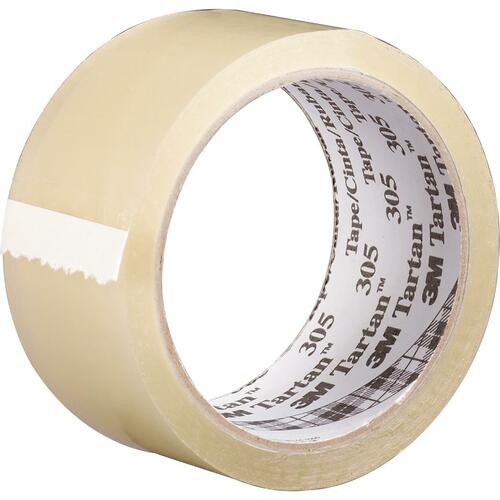 Tartan 305 Box Sealing Tape - 1.89" (48 mm) Width x 109.4 yd (100 m) Length - Acrylic - Polypropylene Backing - Clear