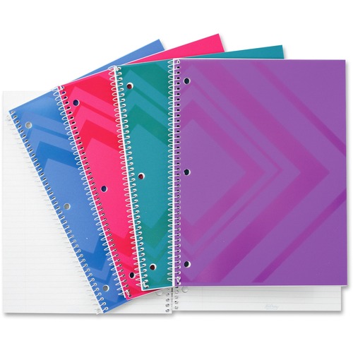 Hilroy Poly Notebook - 200 Sheets - Spiral - Ruled Margin - 8" x 10 1/2" - AssortedPoly Cover - 1 Each = HLR66182