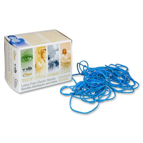 VLB Rubber Bands - Size: #24 - 6" (152.40 mm) Length - Antimicrobial, Latex-free - 1 / Box - Rubber - Blue