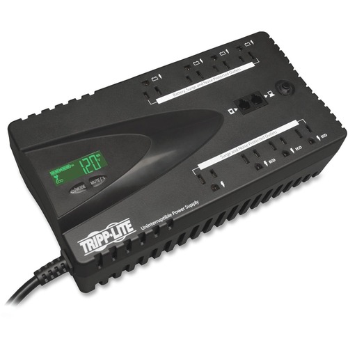 Tripp Lite by Eaton ECO Series 120V 650VA 325W Energy-Saving Standby UPS with USB, LCD Display and 8 Outlets - Desktop, Wall Mountable - 3 Minute Stand-by - 110 V AC Input - 120 V AC, 120 V AC Output - 8 x NEMA 5-15R