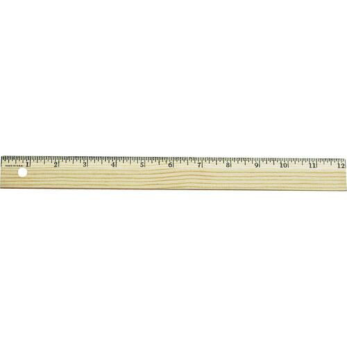 Westcott Office Ruler - 12" Length - 1/16 Graduations - Imperial, Metric Measuring System - Wood - 1 Each