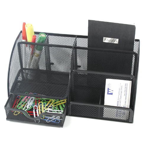 Winnable Desk Caddy - 7 Compartment(s) - 5" Height x 11" Width x 5" Depth - Desktop - Black - 1 Each - Desktop Storage - WNN12176