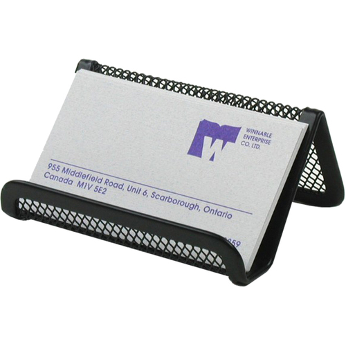 Winnable Mesh Business Card Holder - 1.30" (33.02 mm) Height x 3.30" (83.82 mm) Width x 2.30" (58.42 mm) Depth - Black - 1 Each