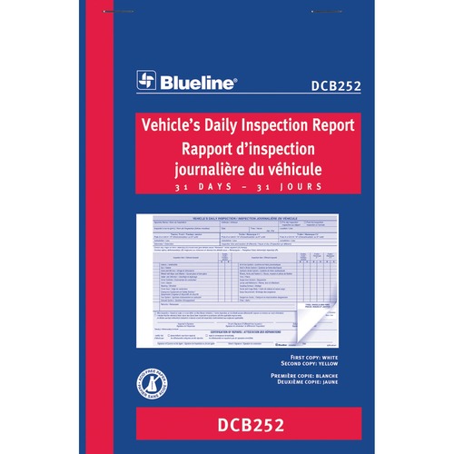 Blueline Vehicle's Daily Inspection Report - 31 Sheet(s) - 2 PartCarbonless Copy - 8" (203.20 mm) x 5.37" (136.40 mm) Sheet Size - Blue Cover - 1 Each