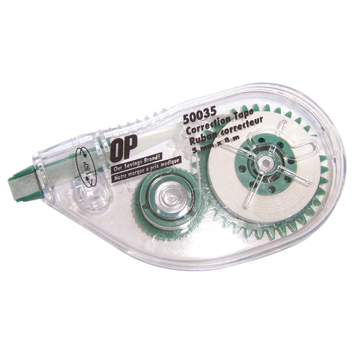 OP Brand Correction Tape - 0.20" (5 mm) Width x 26.2 ft Length - 1 Line(s) - Non-refillable - 1 Each - Correction Tapes - OPB50035